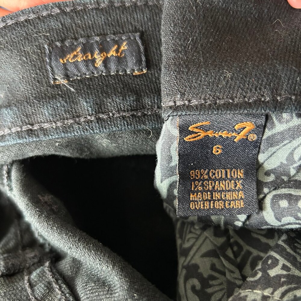 Seven7 Straight Leg Jeans Women 6 Embellished Blue Denim - Picture 6 of 9